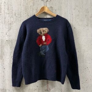Polo Ralph Lauren James Dean Bear Sweater Wool *Shrunk* Preppy